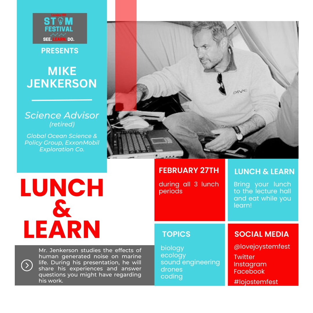 High School parents - The STEM Festival is hosting a Lunch &amp; Learn on Tuesday during lunch. Encourage your high schooler to attend this unique opportunity! All science teachers have more information. <a href="/Lovejoy_HS/">Lovejoy High School</a> #lojostemfest