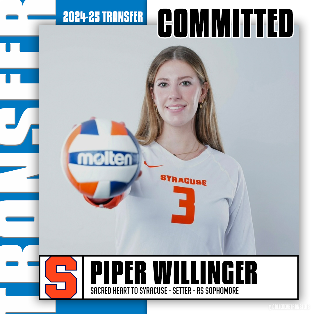 𝗧𝗿𝗮𝗻𝘀𝗳𝗲𝗿 ✏️: Piper Willinger 🏐: Setter 🎓: RS Sophomore ⬅️: Sacred Heart ➡️: Syracuse #CollegeVBTransfers | #NCAAWVB