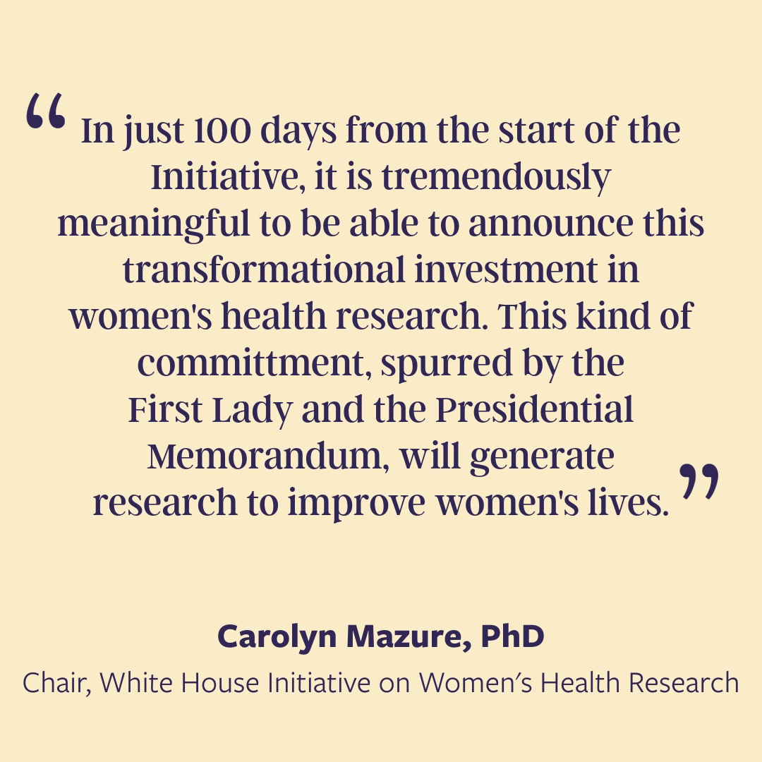 It's an incredible week for women’s health research with a transformational investment of $100 million announced by Dr. Jill Biden (@flotus) as the first deliverable of the @WhiteHouse Initiative on Women’s Health Research. Read more: medicine.yale.edu/whr/news-artic….