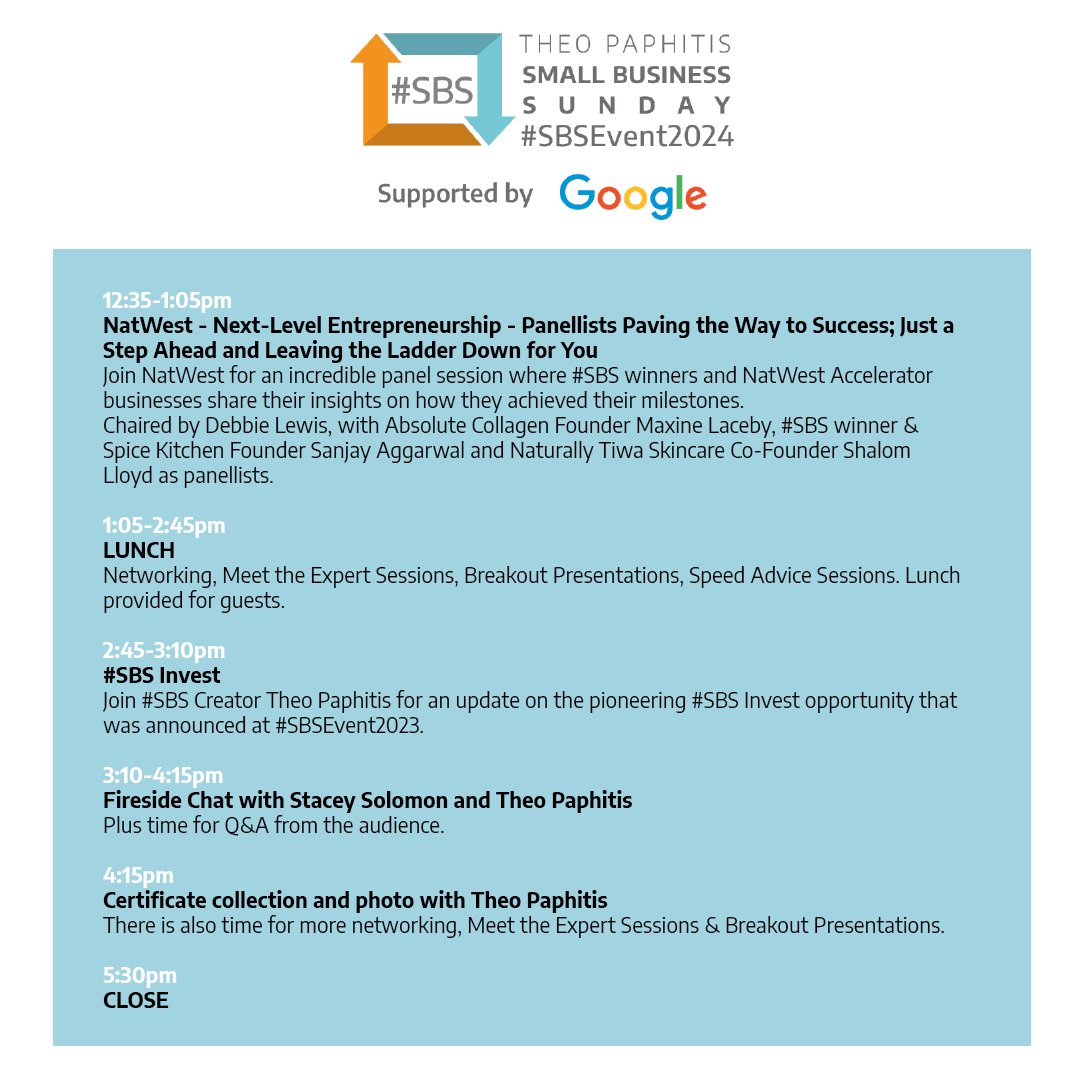 Nearly time for us to collect our winners certificate and a picture with <a href="/TheoPaphitis/">Theo Paphitis</a>

Meanwhile, we are just listening in to the Fireside chat with <a href="/StaceySolomon/">Stacey Solomon</a>

𝐖𝐡𝐚𝐭 𝐪𝐮𝐞𝐬𝐭𝐢𝐨𝐧 𝐰𝐨𝐮𝐥𝐝 𝐲𝐨𝐮 𝐚𝐬𝐤?

#SBSEvent2024 #SBS <a href="/TheSBS_Crew/">#SBS Crew</a>