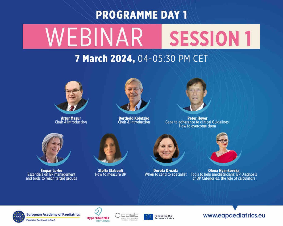 HyperChildNET's tweet image. Join leading experts at the European Academy of Paediatrics’ enlightening webinars on #Hypertension in children &amp;amp; adolescents March 14, 2024. Don’t miss out on the latest insights.     
❗Click the link for the registration ow.ly/g6sG50QH3QS #Paediatrics #hyperchildNET