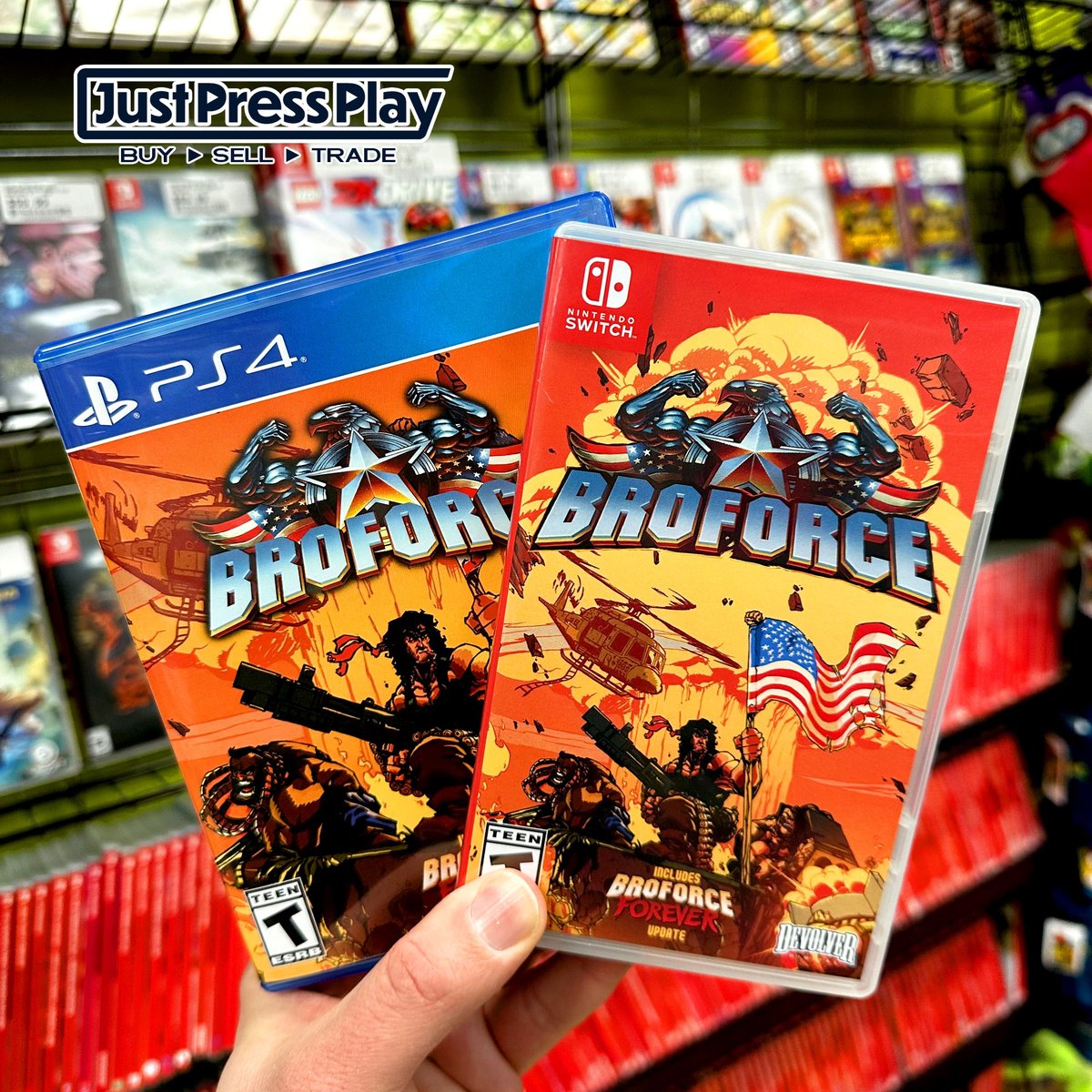 Just_Press_Play's tweet image. When evil threatens the world, the world calls on Broforce! 

Play as Rambro, Brobocop, Bronan the Brobarian and your other favorite Bros! 🏋️‍♂️💪🕶

Now available physically, with the Broforce Forever update included on cartridge/disc.

#broforce #devolver