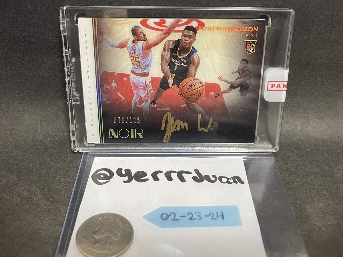 yerrrjuan's tweet photo. Trying to get some deals done on these before the post office closes today!

Noir Rookie Zion Williamson Spotlight Signatures On Card Gold Ink Auto /125
$1K

National Treasures Rookie Materials Signatures Tua Tagovailoa RPA /99
$500

Let’s talk. 
RT’s greatly appreciated! https://t.co/glspmQgkSN