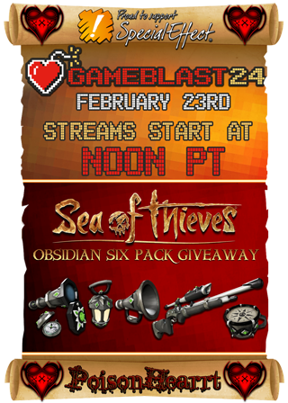 PoisonHearrt #StJudeSummit2025 (@poisonedheart77) on Twitter photo Honored to be featured in <a href="/SeaOfThieves/">Sea of Thieves</a> main discord today! Representing <a href="/GameBlast/">GameBlast</a> <a href="/SpecialEffect/">SpecialEffect</a> I'll be sailing w/ my good friends <a href="/Magick_Dream/">🦄 MagickDream</a> & Alluere! If we reach $6k Pounds I will donate $5k Pounds. Incentives/Rewards to claim from donating in my <a href="/tiltify/">Tiltify</a> !gb24 #Retweet Honored to be featured in <a href="/SeaOfThieves/">Sea of Thieves</a> main discord today! Representing <a href="/GameBlast/">GameBlast</a> <a href="/SpecialEffect/">SpecialEffect</a> I'll be sailing w/ my good friends <a href="/Magick_Dream/">🦄 MagickDream</a> & Alluere! If we reach $6k Pounds I will donate $5k Pounds. Incentives/Rewards to claim from donating in my <a href="/tiltify/">Tiltify</a> !gb24 #Retweet