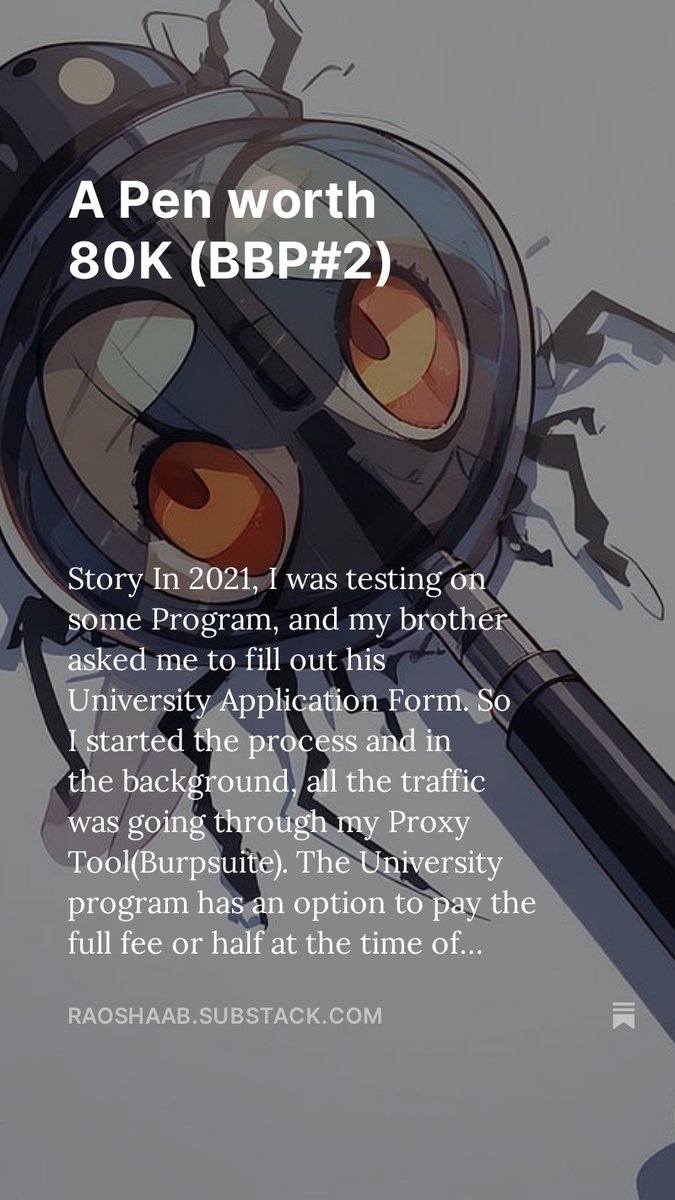 root_rao's tweet photo. Hey Everyone!! 

I just Published    "A Pen worth 80K"
Another   Bug Bounty Program BBP#2  

https://t.co/485YXcxPds

#BugBounty #infosecurity #bugbountytips #writeup #bbp #storytime #Bugs #Linux #Burpsuite https://t.co/kdocMeDFKg