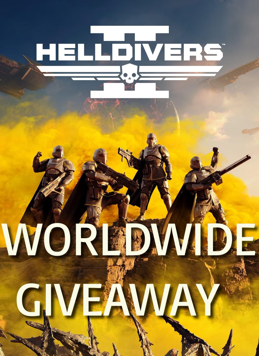 🟦Worldwide giveaway! 🫡 Super Earth needs help! So I'm personally giving away another copy of Helldivers 2: ▫️PC or PS5 copy, winner chooses ▫️To enter: Repost this, like and follow me on here X/Twitter ▫️Open worldwide, anyone can enter! Good luck 😁🥳