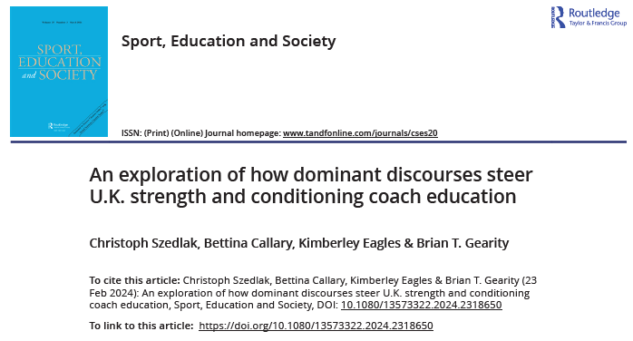 Interested in discourses that underpin S&C coach education - have a read. It is open access. Thanks to everyone for your super contribution. #coachdevelopment