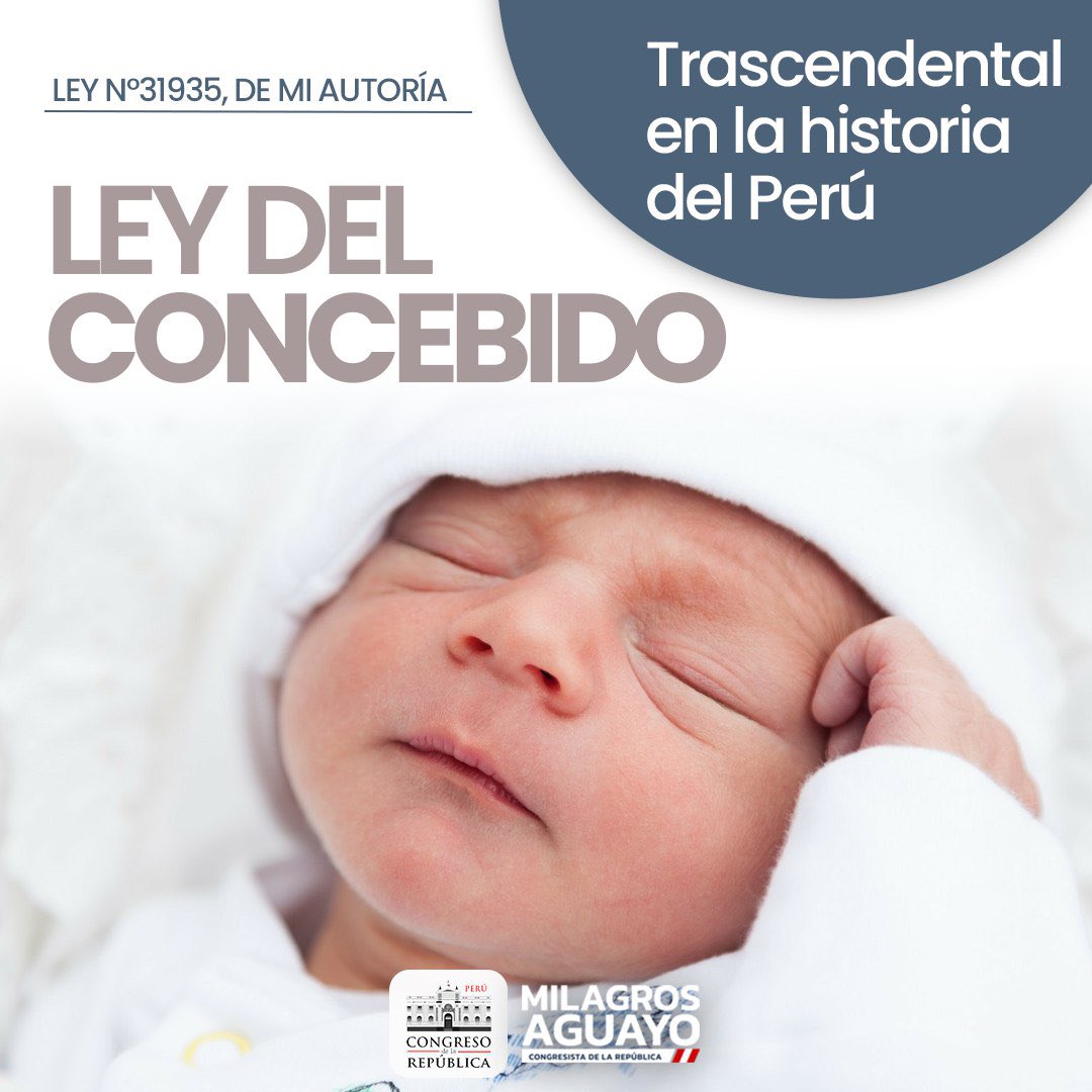 MJAguayo63's tweet photo. 🇵🇪 #LeyDelConcebido | Los peruanos contamos por primera vez con una ley que expresamente reconoce el derecho a #LaVida , a #LaSalud , a #LaIntegridad e #Identidad de todo #Concebido .
#PorElAlmaDeAmerica #VidayFamilia #MilagrosAguayo #Ley31935
@BancadaRP https://t.co/N8SA0yLkw1