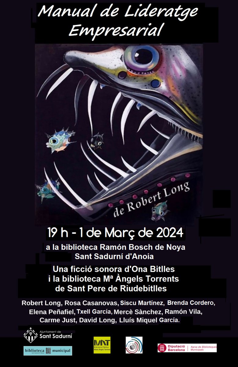 bstsadurniarbn's tweet photo. Una lectura dramatitzada amb tots els efectes sonors i música, paròdia de 6 episodis sobre l'ampli i meravellós món dels negocis.
#santsadurni #biblioteca #radio #radioteatre #onabitlles #ficciosonora #robertlong https://t.co/qhsPj1Cp47