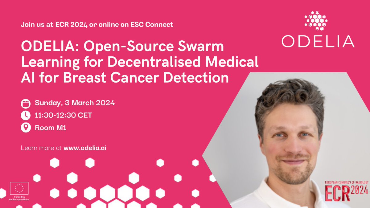 🌐Our @ODELIA_ai project establishes a pan-European network for privacy-preserving medical #AI development.
Find out how ODELIA will unlock the potential of #SwarmLearning in our session on Sunday, March 3 at 11:30 and at our booth on level 1!
#HorizonEU #EUfunded @DanielTruhn