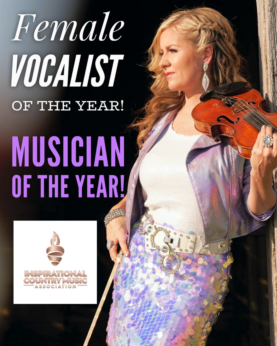 rosemarysiemens's tweet photo. Beyond EXCITED to announce that I am nominated for "Female Vocalist of the Year" and "Musician of the Year" at the Inspirational Country Music Awards! The winners will be announced at the Awards show in May at the legendary Grand Ole @opry in Nashville where my husband @elibennettmusic & I will be closing the show!!! So excited!!!! ☺️❤️🎻