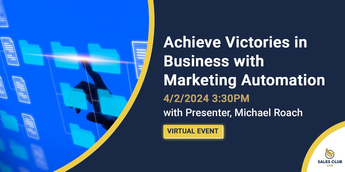 Marketing automation could help you achieve more in business. Sign up for this <a href="/SalesClubUSA/">Sales Club USA</a> webinar on Tuesday, April 2nd as I discuss the benefits of marketing automation, useful tools... along with real-world examples. 
salesclubusa.com/events/

#MarketingAutomation #marketing