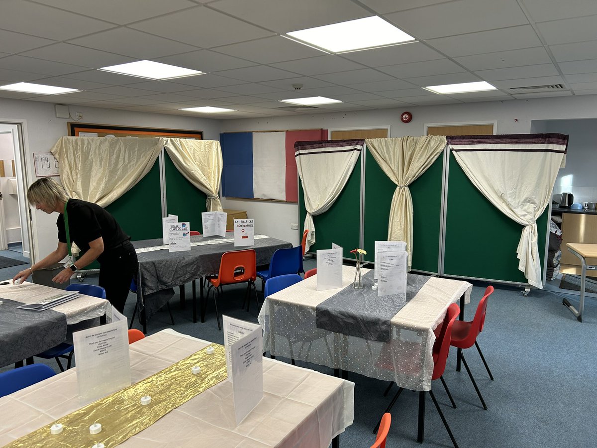TrullSchool's tweet photo. Yew Class’ French Cafe is ready for customers Monday morning. Come and see us. https://t.co/ALnwQLCtFb