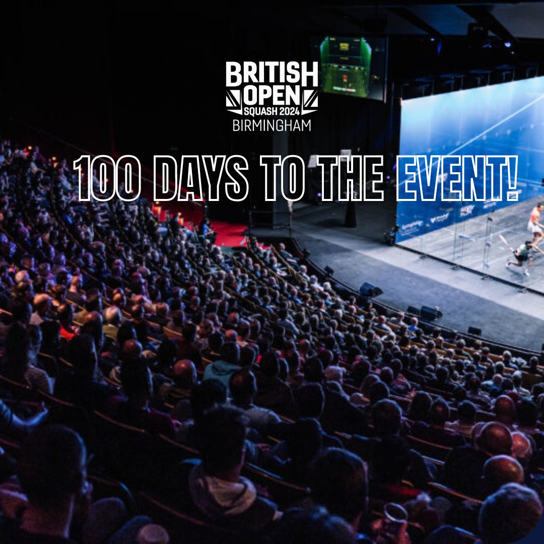 1⃣0⃣0⃣ days to go❗️ We will be underway in Birmingham in 100 days' time! 🙌 Tickets for the semi finals and day two of the quarter finals have sold out, with less than 4⃣0⃣ left for finals day! 🎟️➡️ psaworldtour.com/tickets/ #WhereLegendsAreMade
