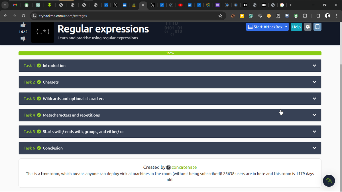 th3se3k3r's tweet photo. Day9 of #100Days_of_Ctf_Challange with
@WeSafeNet
#safeNet_Challenge
#cybersecurity #hacking
Regular expressions - I have just completed this room! Check it out: https://t.co/Z5iCm5HBKn #tryhackme #regularexpressions #regex #bash #terminal#catregex via @tryhackme https://t.co/1be5O9D21O
