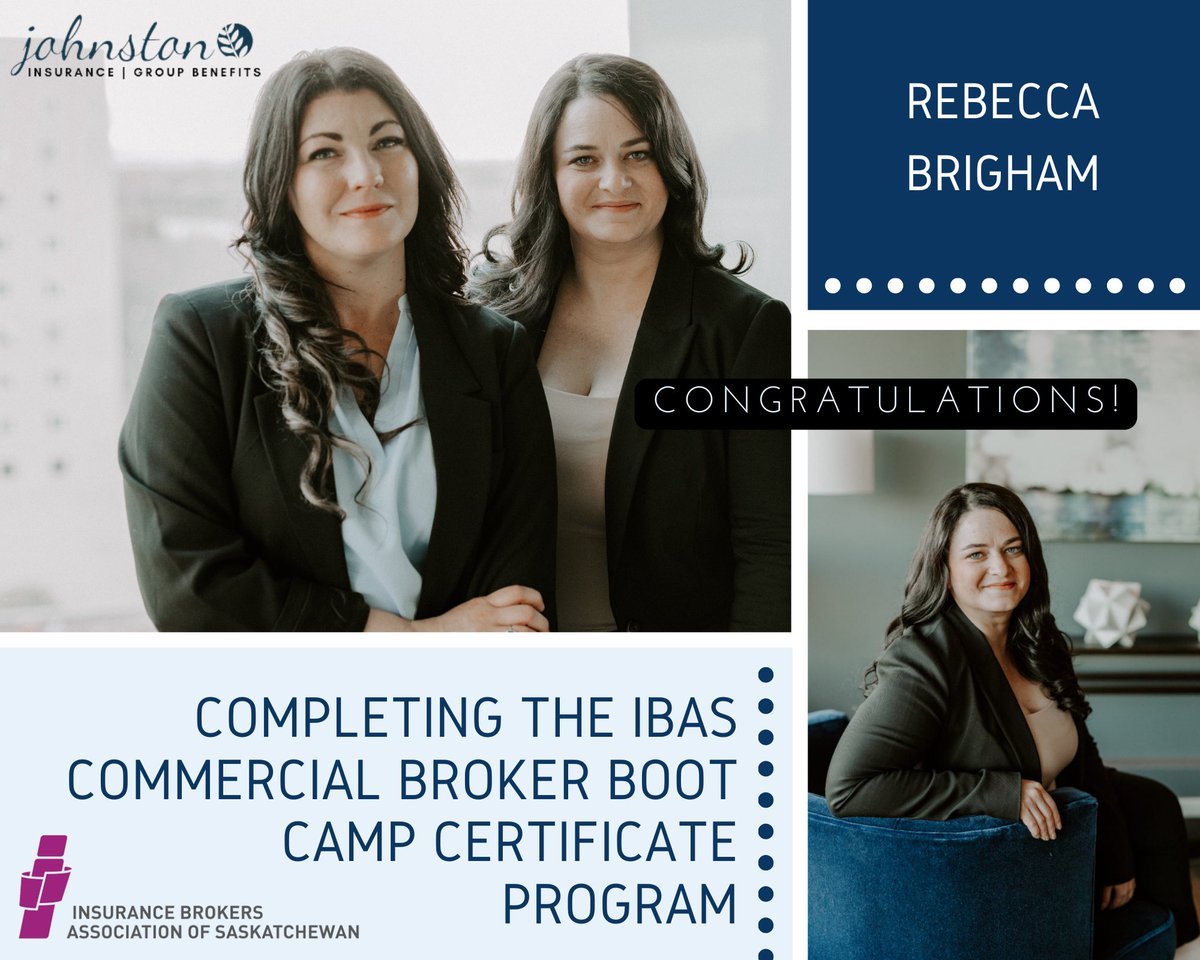 Congratulations Rebecca for completing the IBAS Commercial Broker Boot Camp Certificate Program. She has now passed the baton onto our Director, Business Development, Courtney who has enrolled in the program! #commercialinsurance #skbrokers #businessinsurance #johnstoninsurance