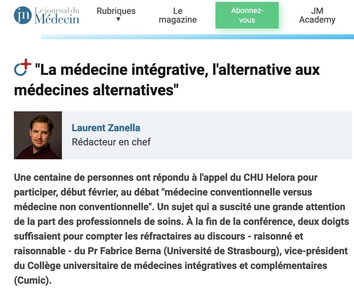 CUMICFR's tweet photo. 🙏Laurent Zanella pour cet article publié ce jour dans le Journal des Médecins belge
Il sait restituer avec précision les idées et enjeux essentiels de la conférence du Pr @berna_fabrice au CHU de Mons 🇧🇪... si rare de nos jours

https://t.co/nUcqJvPfaa https://t.co/k59RVrvq45