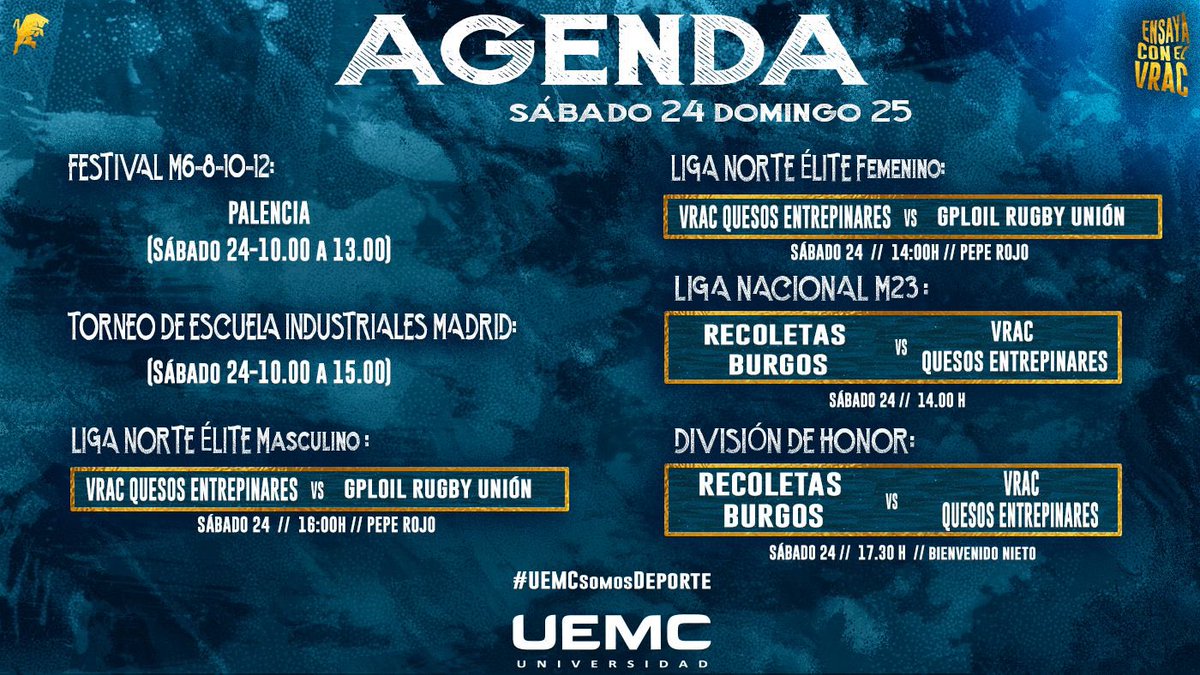 🗓️ Agenda equipos @VRAC 24-25/2 

@UEMC #UEMCsomosDeporte