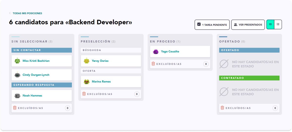 gettalentengine's tweet photo. ⚔️ Un tablero para gobernarlos a todos ⚔️

La vista de Kanban de Talent Engine es perfecta para ver cómo avanza un proceso y qué candidatos tienes en el pipeline.

Sin pasar su información a otro ATS. 

Todo aquí, para ti y para todo tu equipo. 🙌

👉 https://t.co/ScEAEjGFMO https://t.co/X1GuEoOcW4