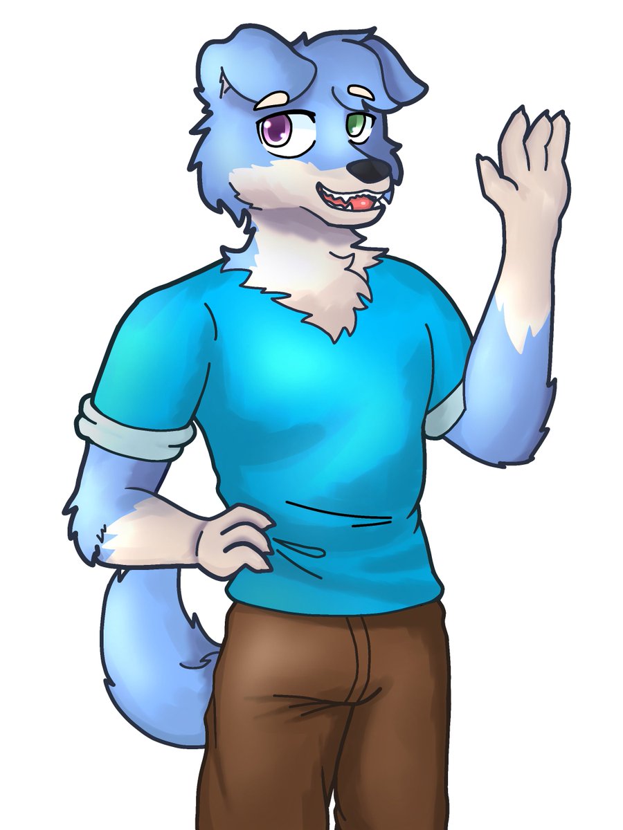 Golden dog but blue colour