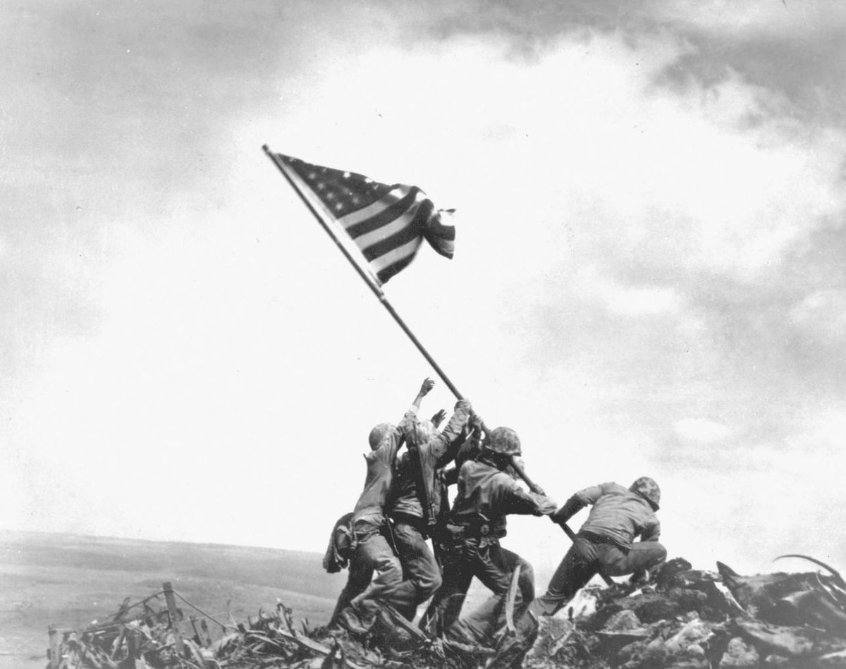 RepAndyBarr's tweet photo. 78 years ago today, Private First Class Franklin R. Sousley, a 19-year-old man from Fleming County, Kentucky, along with five other brave Marines, raised the flag on top of Iwo Jima, signaling the capture of Mount Suribachi. We must never forget his sacrifice, nor the sacrifices of millions of Americans during WWII, to defeat a great evil and preserve American freedom for generations.