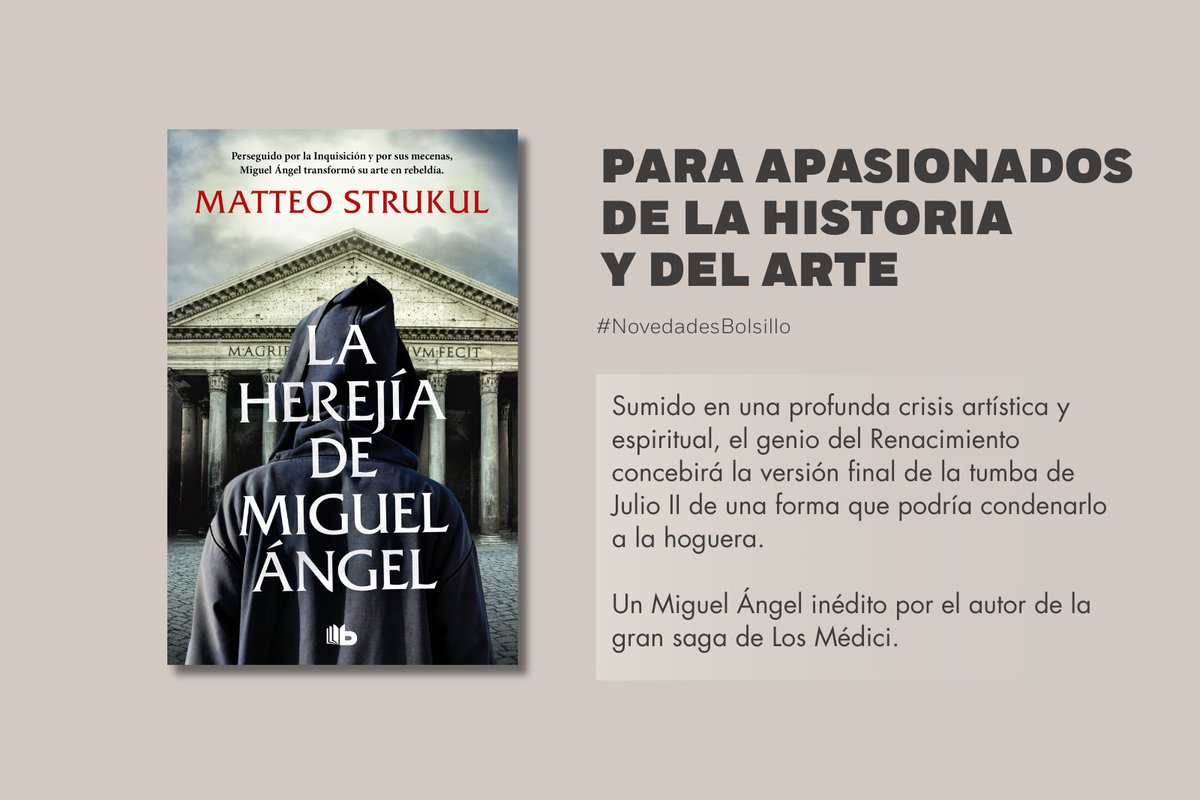 #NovedadesBolsillo | Para fans de la novela histórica y de la historia del arte: «La herejía de Miguel Ángel», un Miguel Ángel inédito por el autor de la gran saga de Los Médici, @MatteoStrukul➕bit.ly/42Itnfk ~