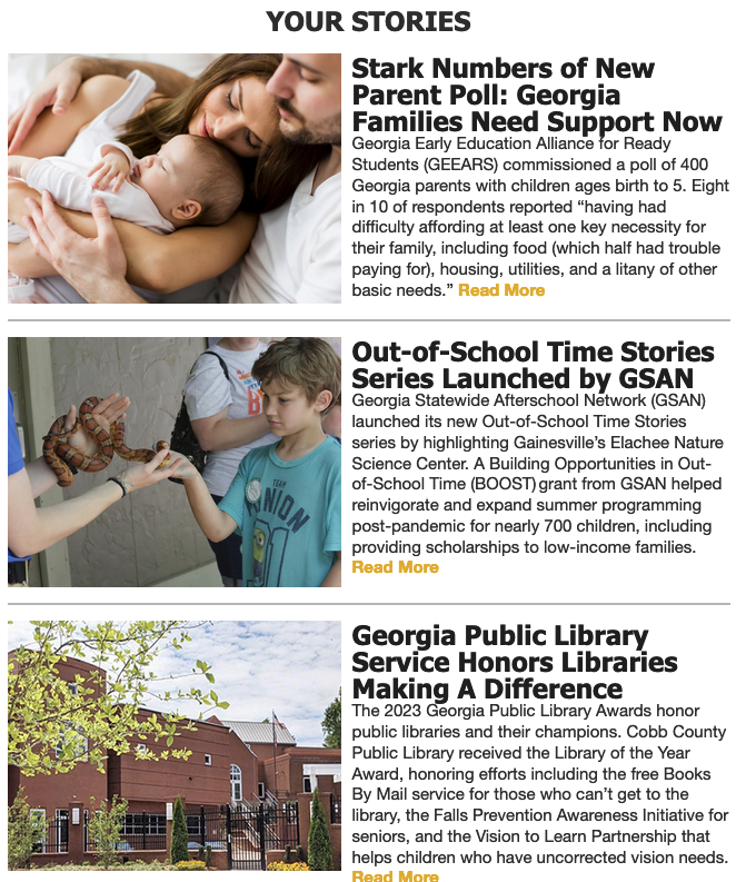 GetGAReading's tweet photo. This month's Campaign Updates include information about our upcoming Coffee Chat with @attendanceworks, the @GPBEducation PBS KIDS Writers Contest, our Community Coalition Grant Initiative with @DealCenterGC, @GEEARS Strolling Thunder & more. https://t.co/pwMcXK0fiW #GetGAReading https://t.co/iypLIMRvmV