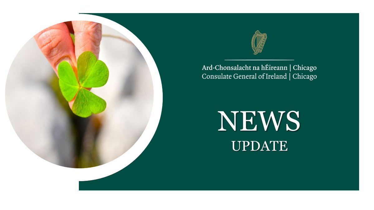 mailchi.mp/dfa/newsupdate… for updates on Tánaiste @MichealMartinTD visit & Ireland House, @ChicagoIrishFF opens next week, Former President Mary McAleese in Chicago & @HHumphreysFG Minister for Rural Development & Minister for Social Protection visits Midwest USA for #StPatricksDay