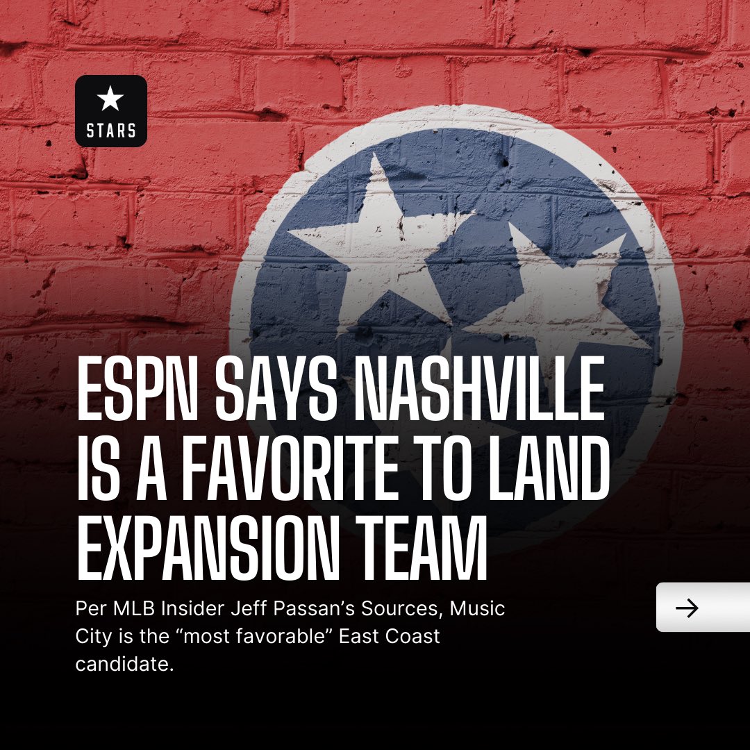 NashvilleStars's tweet photo. Huge thanks to @jeffpassan for recognizing the work we’re doing to bring the Negro Leagues to the Major Leagues.
Per @ESPN, Passan reports a two-team expansion to 32 total teams is inevitable with Nashville considered the “most favorable” candidate among East Coast cities. https://t.co/YEZ3VVvi1Y