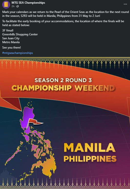 old_card_album's tweet image. MTG Sea Championships Season 2 Round 3 will be held in Manila, Philippines from 31 May to 2 Jun! See you!
@_Juomaru @JS2mtg @fireshoes @yuyan_mtg 
#moxandlotusph #moxandlotussg #OracleEvents #mtg #mtgph #alloutmtg #mtgseachampionships