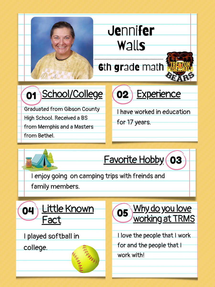 TRMSSTEM's tweet photo. Last week one of our STEMsters, 7th grader Paris Buffington, started a weekly teacher spotlight! First week was 6th grade Math teacher, Mrs. Jennifer Walls, and this week is School Counselor, Mrs. Kim Grogan. Thank you, Paris, for these amazing graphics! @RosenwaldBears @theTSIN https://t.co/REmnhSruLK