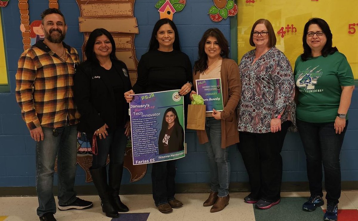 Congratulations to our January District Tech Innovator of the month  Ms. Yesenia Hernandez from Zeferino Farias Elementary. Thank you for spreading tech innovation amongst your students and campus