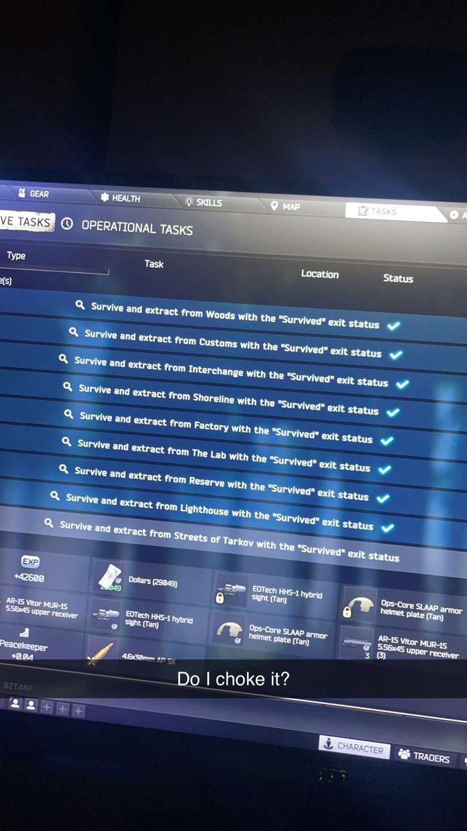 He did infact choke it. 😭
(Blatant cheater tho) cheers for ruining my night “Mmnz-kc-ttv”
Fix your fucking anti cheat and you’ve got one of the best games ever made but right now I just can’t keep pretending like enjoy it. 
<a href="/Escape_Tarkov/">EscapeFromTarkov</a> #EscapefromTarkov #oce #ihatecheaters