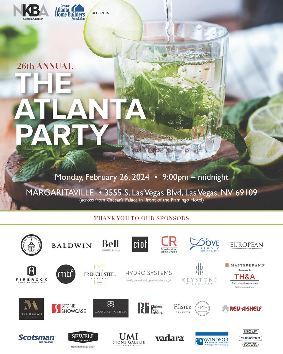 StoneShowcaseGA's tweet photo. 🌟 Next Monday, Feb 26th The Atlanta Party hits Vegas! 🎲🍹Network and celebrate with us at Margaritaville from 9 PM. Don’t miss it!

#AtlantaParty2024 #Networking #vegasnights https://t.co/mXUby407J8