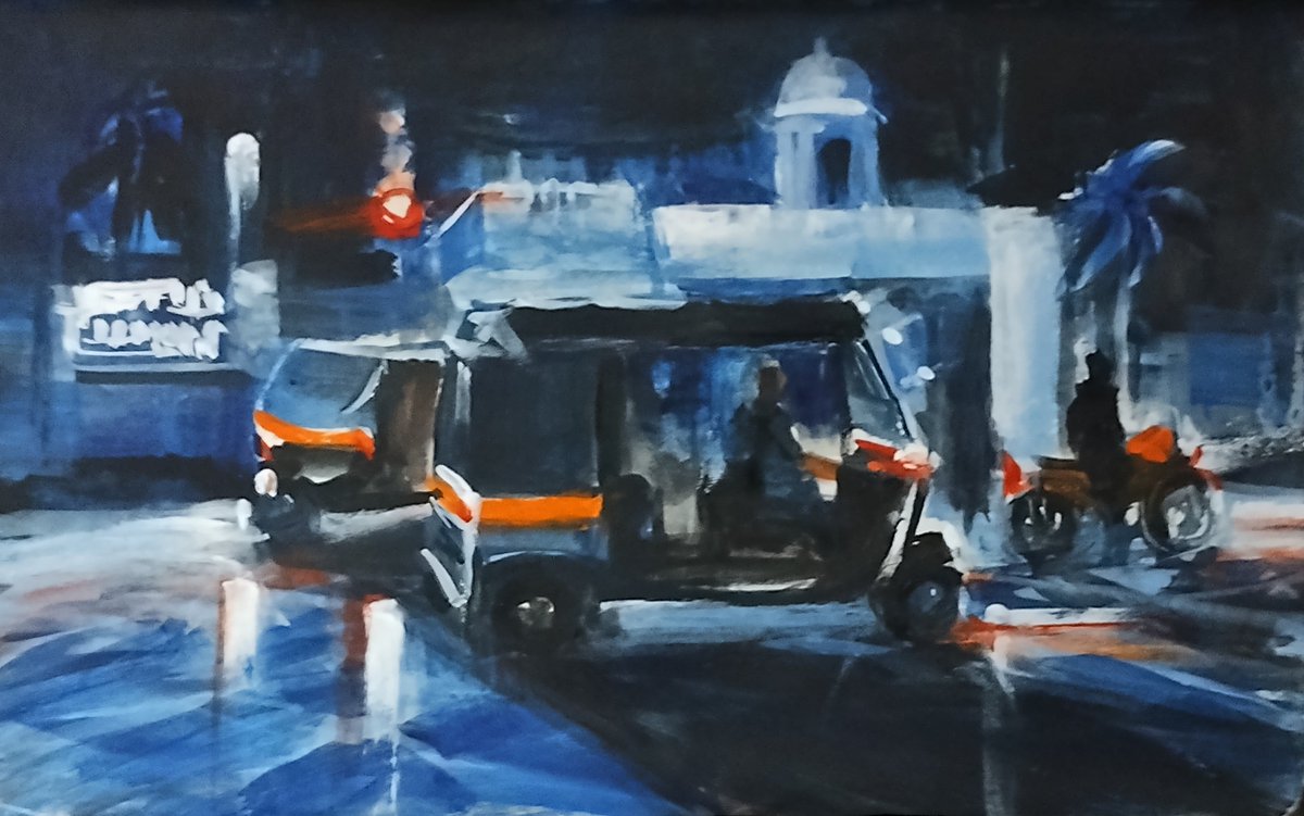 Pune Nocturne

Acrylic on 13x21cm, cartridge paper

#Art #VisualArt #Landscape #LandscapePainting
#Cars #Lights #Pune #punecity #Urbanscene #City #Nocturne #CainPinto #RepresentationalArt #Acrylic #Abstraction #Pune #Night #AcrylicLandscape #Lights #ContemporaryArt #impressionism