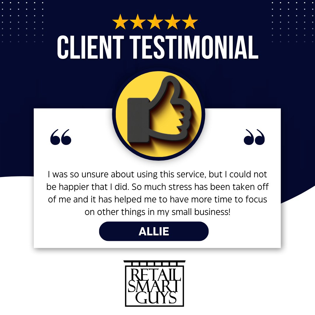 Thank you for your kind words and for choosing our services, Allie. We value you and your business. 

#retailsmartguys #retail #retailadvice #retailsolutions #retailservices #clientfeedback #satisfiedcustomer #happyclient