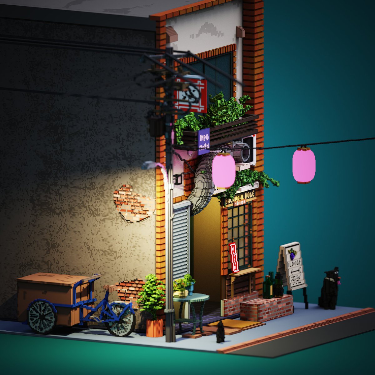 o_erlat's tweet photo. Little shops series # 9 A bar in Japan, il Doge 
#voxelart #MagicaVoxel #gamedevelopment #indiedev #indiegame #gamedev https://t.co/1O0ZbRa3YA