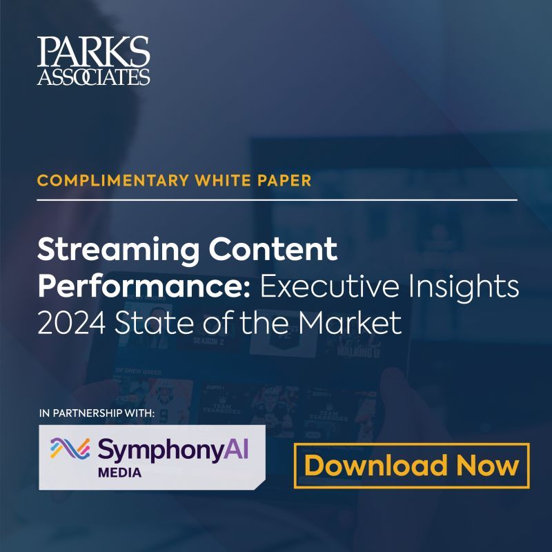 📢 New #Whitepaper Released! Parks Associates announced new custom research today in partnership with @SymphonyAIMedia, “Streaming Content Performance: Executive Insights | 2024 State of the Market' 🔗Download here: tinyurl.com/3m4wba5r #ParksAssociates #ParksData #stream