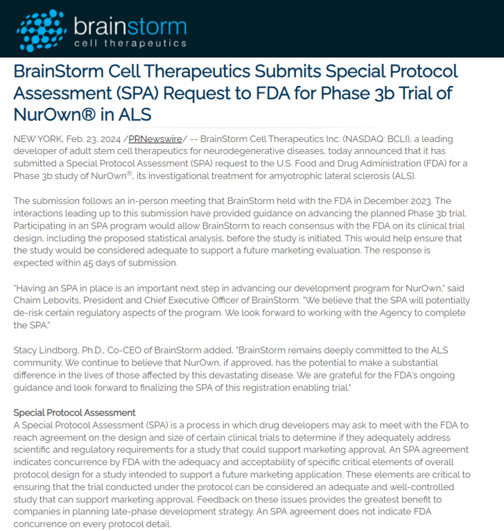 Good news! 
We know #NurOwn works. 

We're confident that a P3b trial will validate the #RealWorldEvidence that patients & Dr. Windebank shared at the September AdCom.

#NurOwnWorks
#stemcells #ALS #EndALS

ir.brainstorm-cell.com/2024-02-23-Bra…