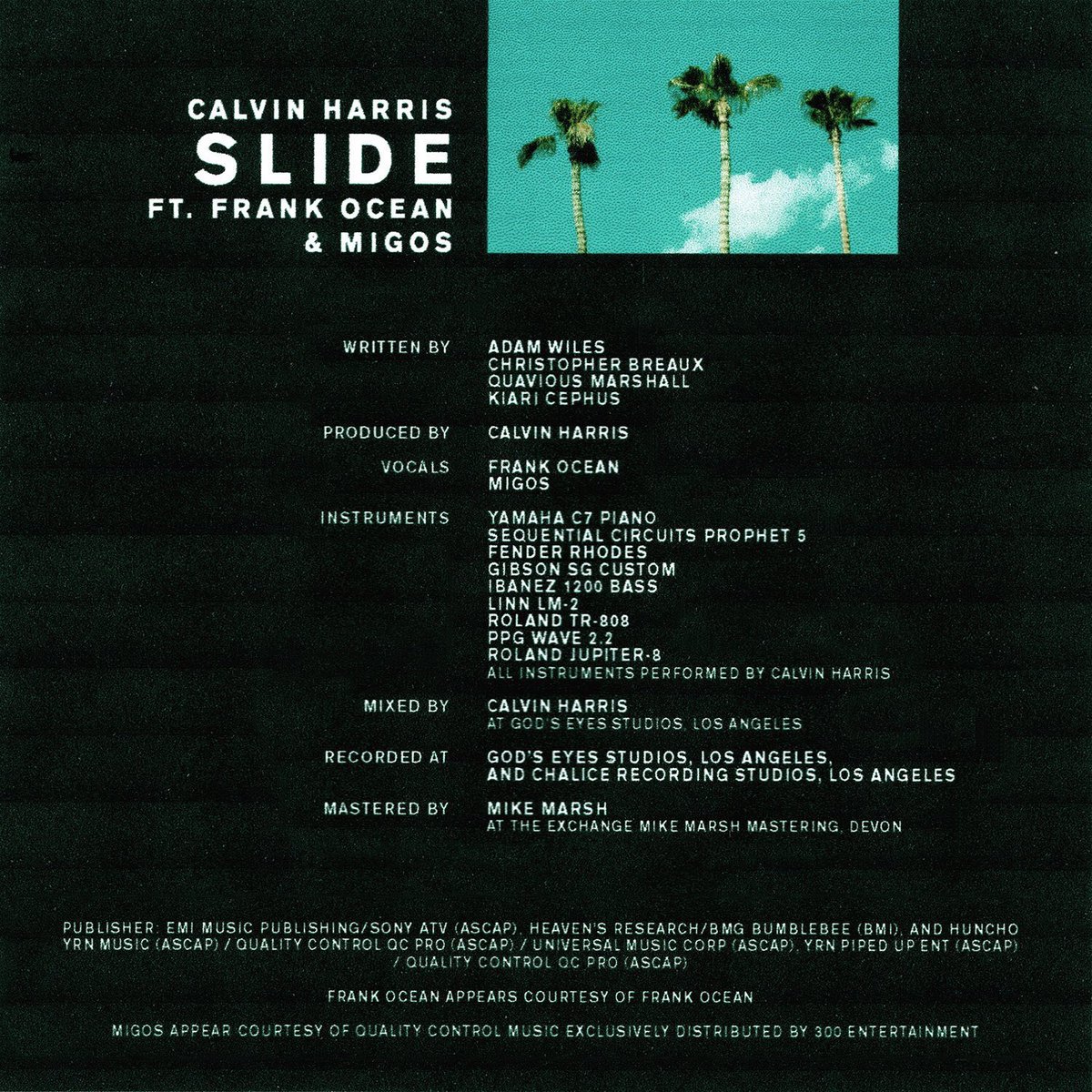 7 years ago today, Calvin Harris released “Slide” featuring Frank Ocean &amp; Migos.