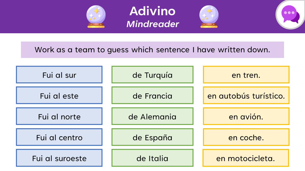 A definite highlight from this week: a competitive game of Mindreader with S3 MLLW 🇪🇸  We're a small group, and they all wanted a go at picking a sentence for the rest of the class to guess 🔮 Brilliant for building confidence with talking and developing listening skills!