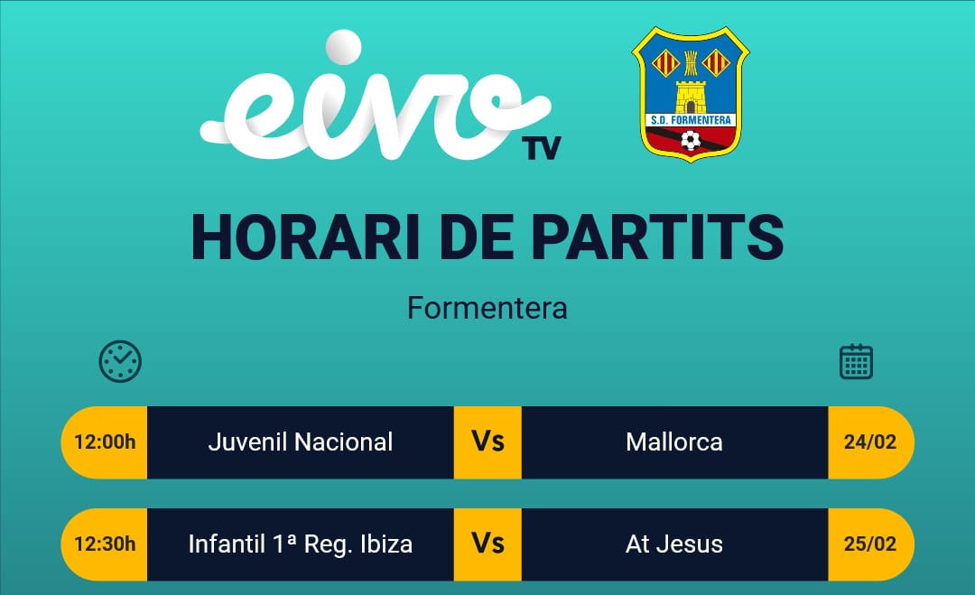 sdformentera's tweet photo. Els partits d'aquest cap de setmana que EIVO retransmetrà des de Formentera https://t.co/qaK5PXih08