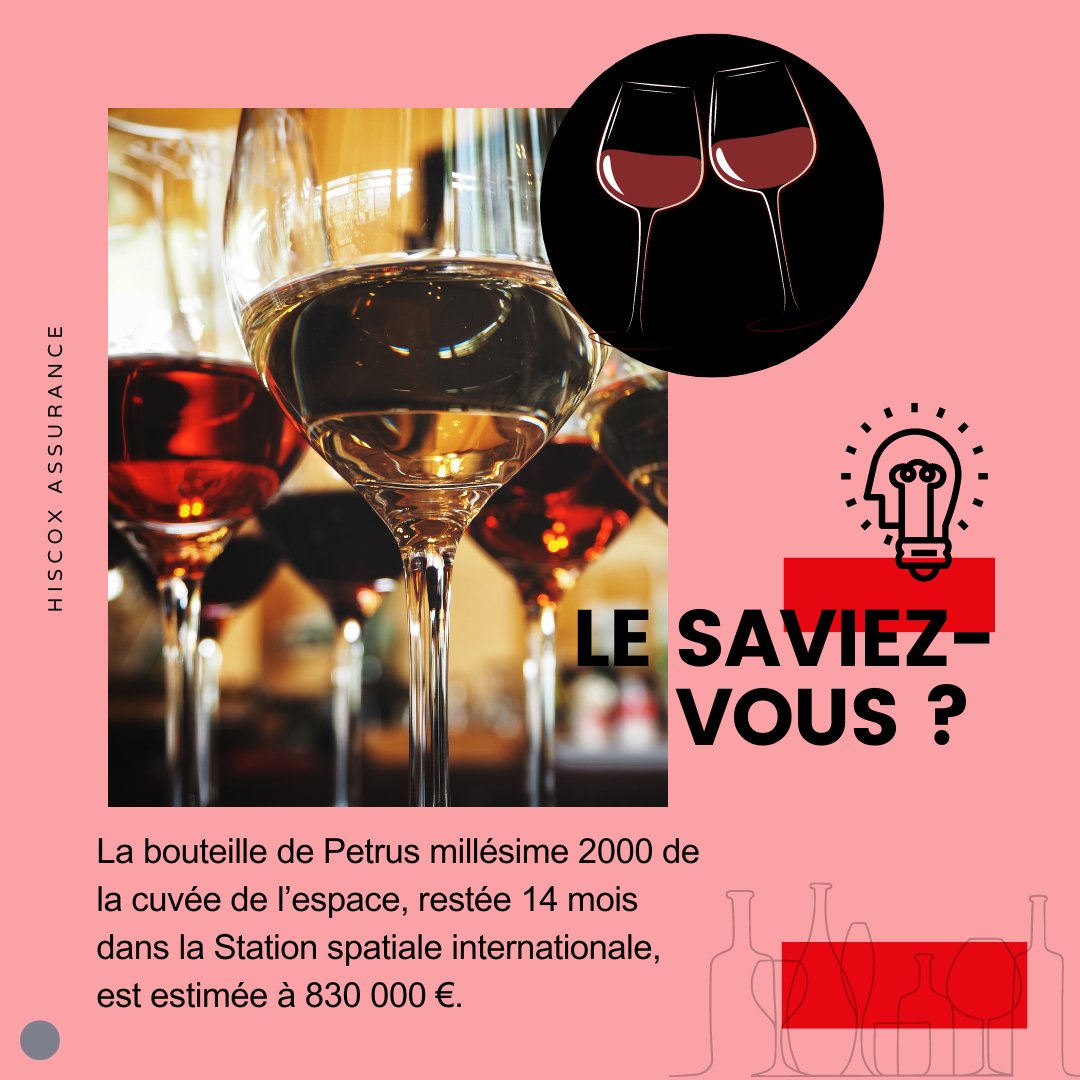 Saviez-vous que la bouteille de Petrus millésime 2000 de la cuvée de l’espace, restée 14 mois dans la Station spatiale internationale, est estimée à 830 000 € ? 🤩

Découvrez la nouvelle offre Vins &amp; Spiritueux par Hiscox : hiscox.fr/courtage/court…

#Vin #Spiritueux