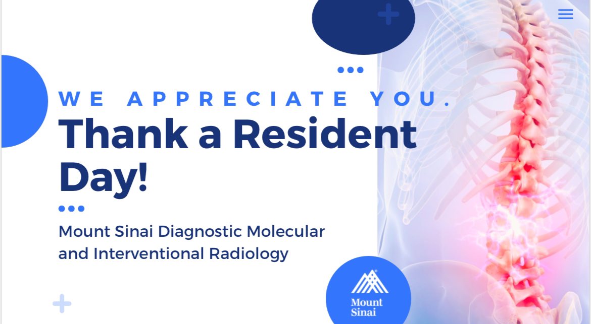 It’s #ThankAResidentDay and we are so thankful for our residents and fellows. We appreciate each of you for everything you do! @MountSinaiDR @mswradiology @RofskyMD @MountSinaiDMIR