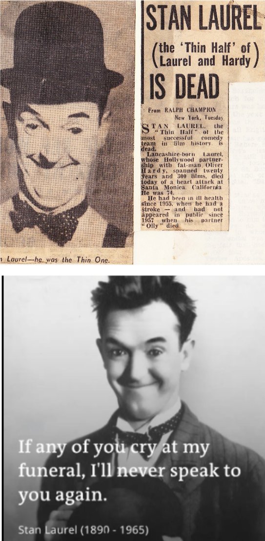 Remembering the Genius that is Stan Laurel who passed away on this date in 1965, aged 74. He left us so many laughs 🙏