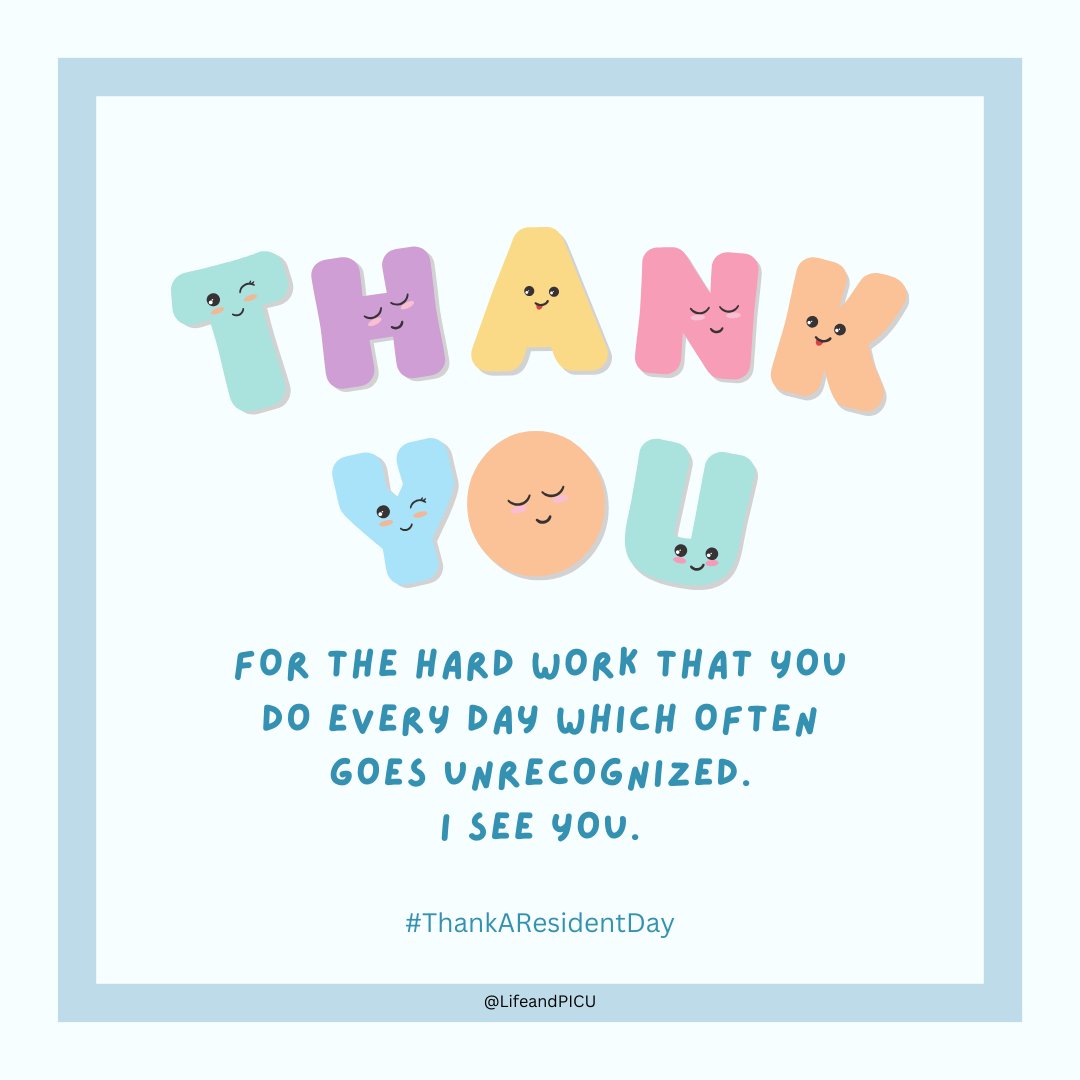Thank you to all of the residents and fellows out there who work so hard to make a positive impact for patients, families, and colleagues. I see you, and I love being able to work alongside you.

#ThankaResidentDay #MedEd #MedTwitter