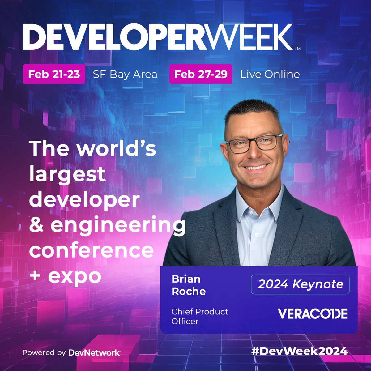Today is the day! Veracode’s Chief Product Officer, @BrianRocheBos, is holding an insightful keynote session at #DevWeek2024. Don't miss out on this opportunity to gain valuable insights into the intersection of #AI and security. Learn more: bit.ly/4buGTXG.