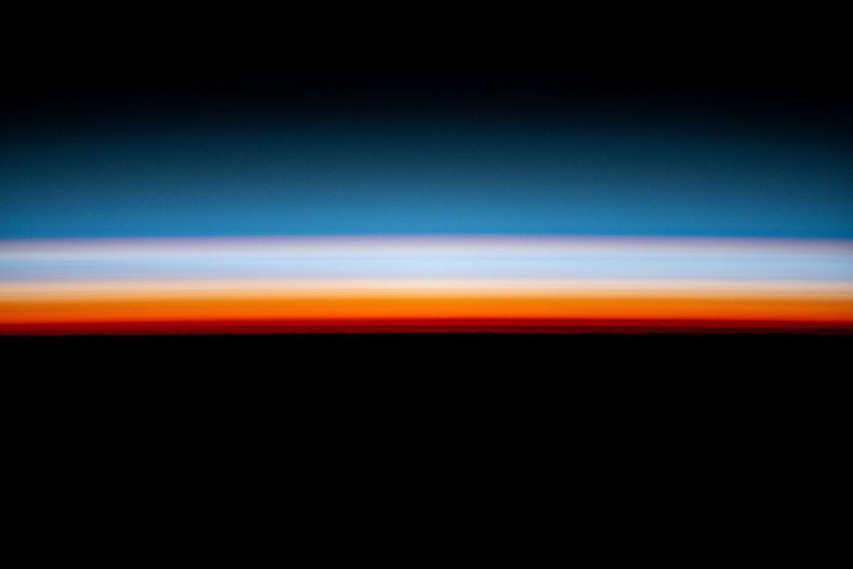 Sunrise or sunset? 🌅

I went through 16 sunsets and sunrises every day I spent on the International <a href="/Space_Station/">International Space Station</a>. Astronauts in space do a full circle of Earth every 90 minutes.

Here I got to catch one of them. The colour display through Earth's atmosphere is mesmerising.