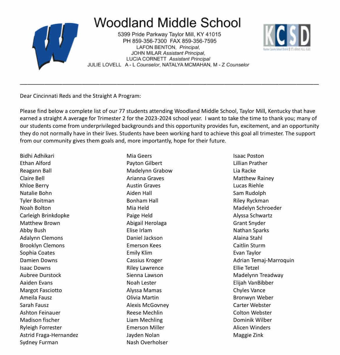 Woodland MS Principal tweet media