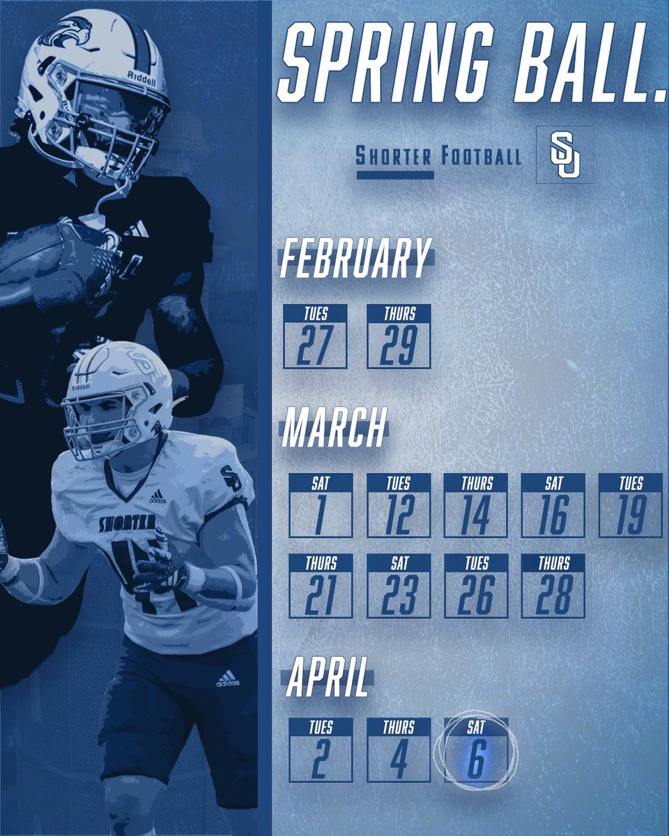 Shorter_FB's tweet image. Mark your calendars! We’ve got spring football on the horizon. 

Here’s our schedule for the upcoming months!

#MissionDriven | #FlyHawks